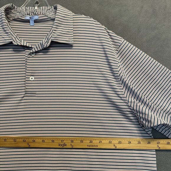Genteal Performance Polo Shirt Golf Mens Size XXL 2XL Striped Blue Red Stretch‎ - Picture 6 of 8